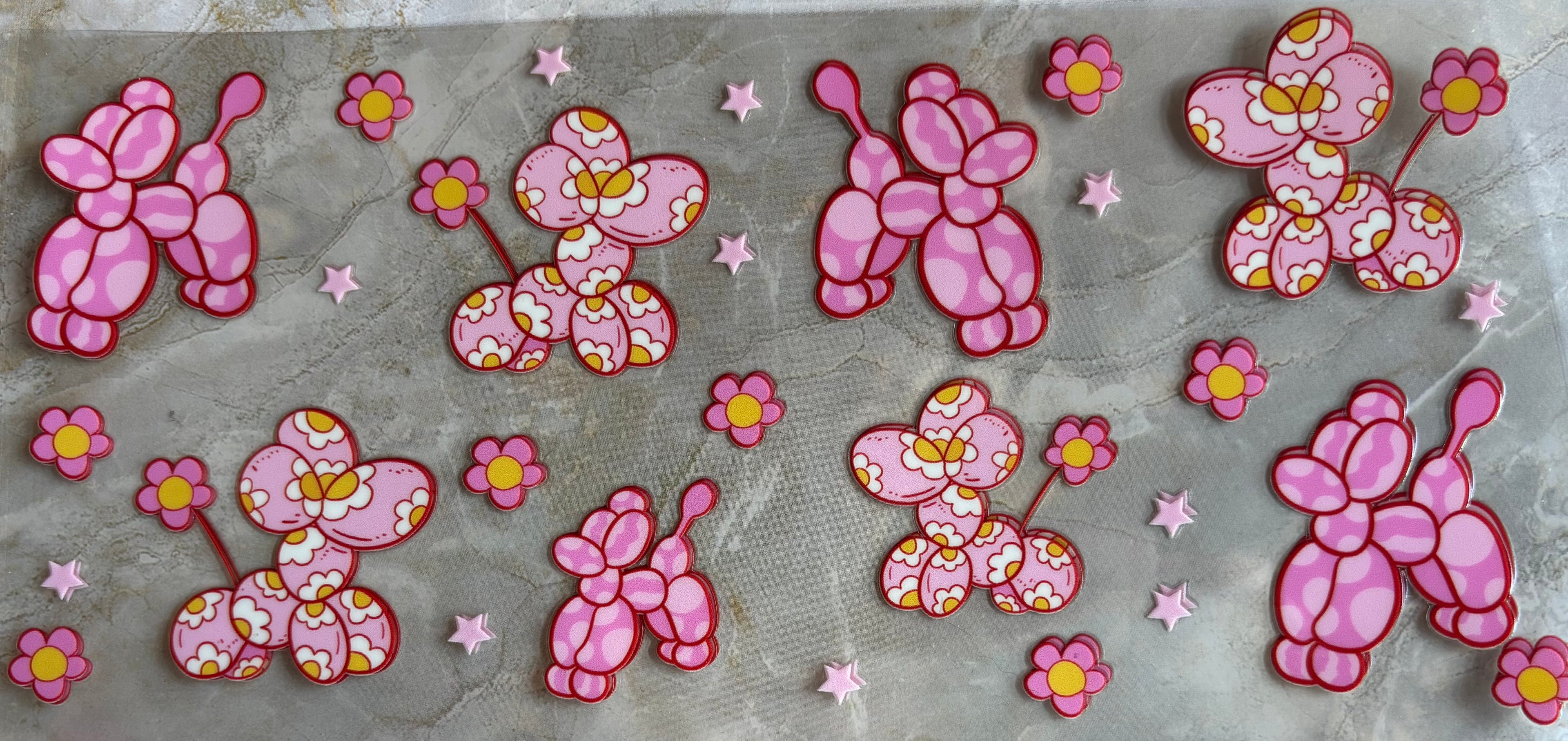 Pink Dog Balloons w/ Flowed