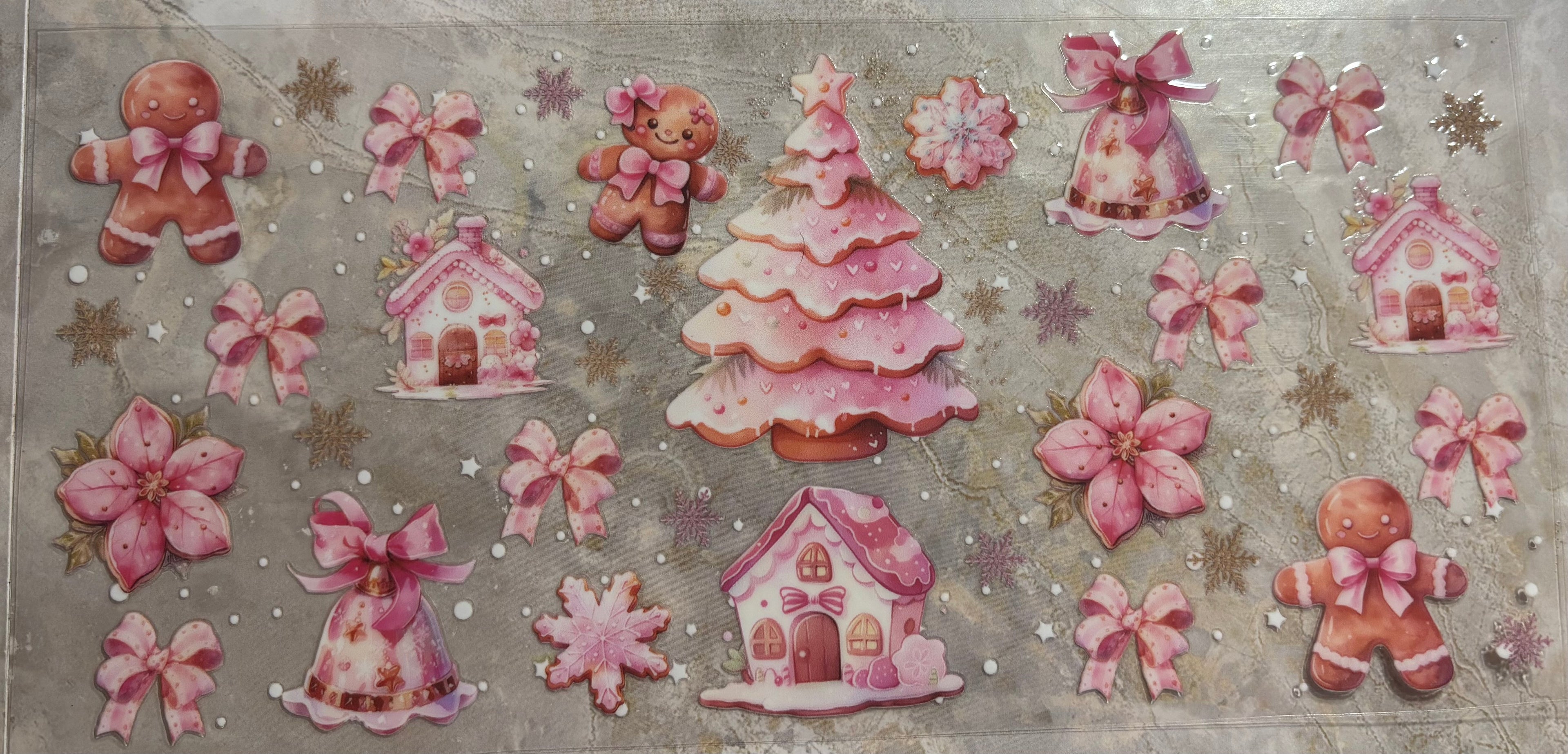 Pink Christmas tree gingerbread man