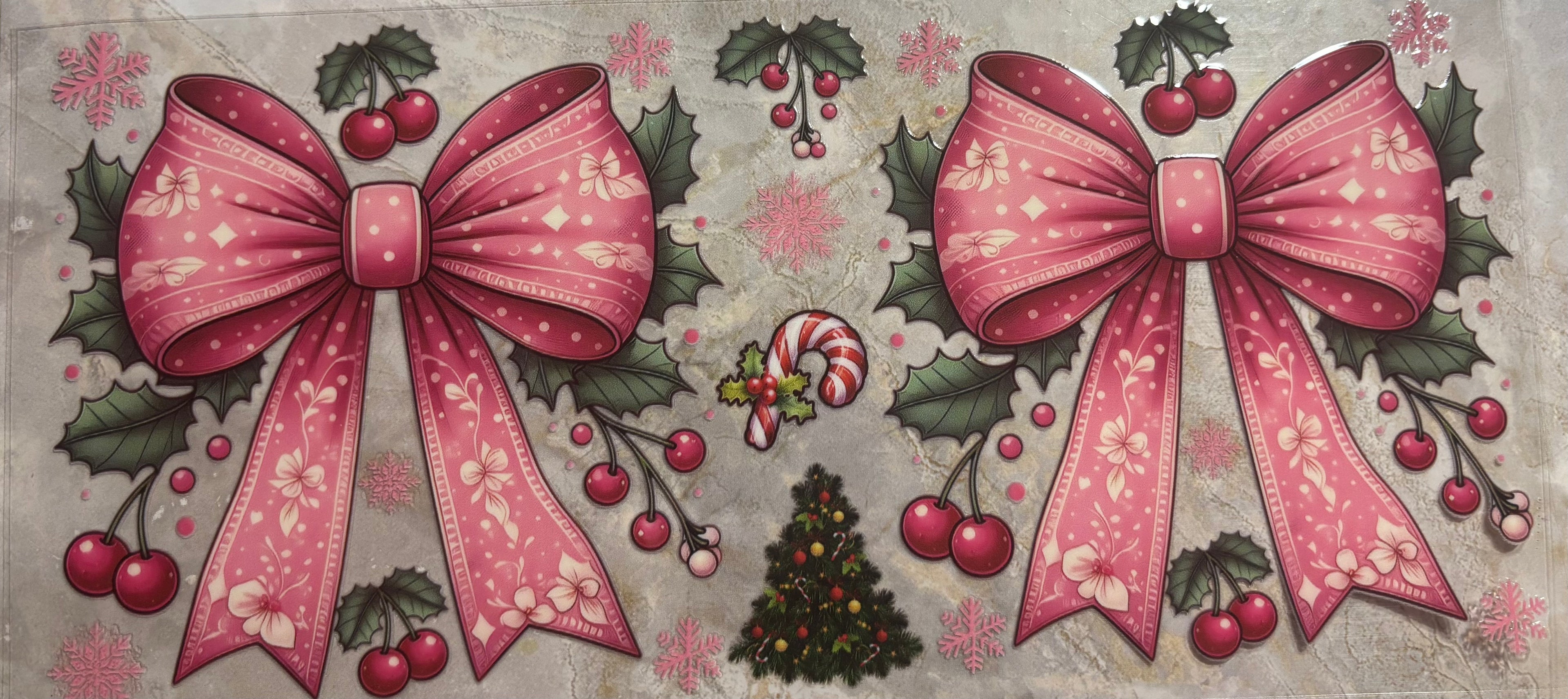 Pink bows with pink snowflakes