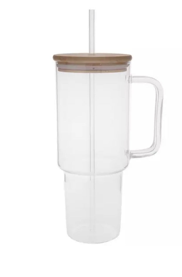 40oz Glass Single Wall Cup with Handle