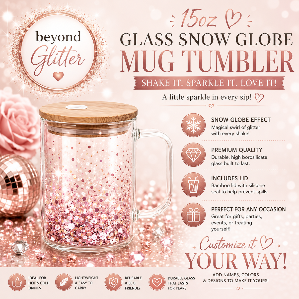 15oz Glass Mugs