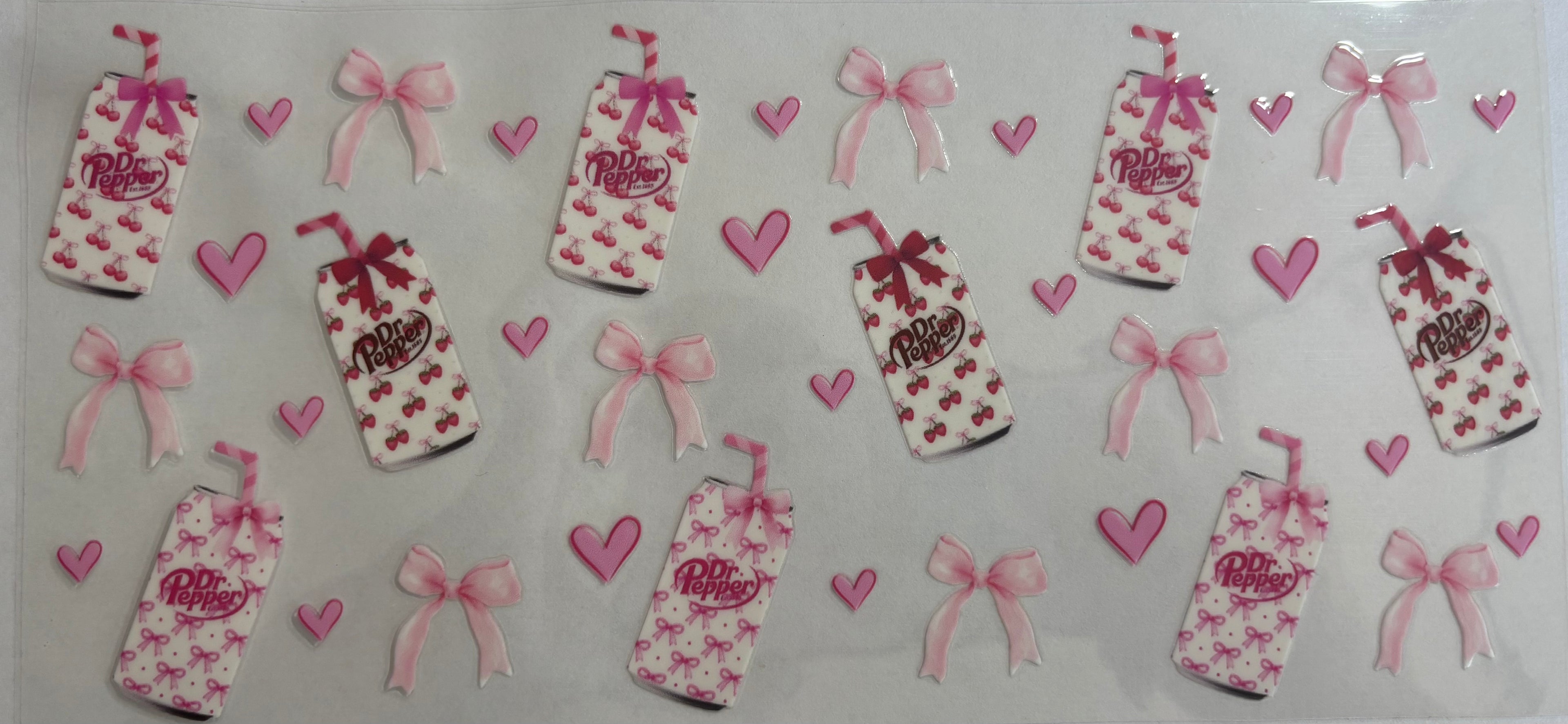 DP white cans with pink bows