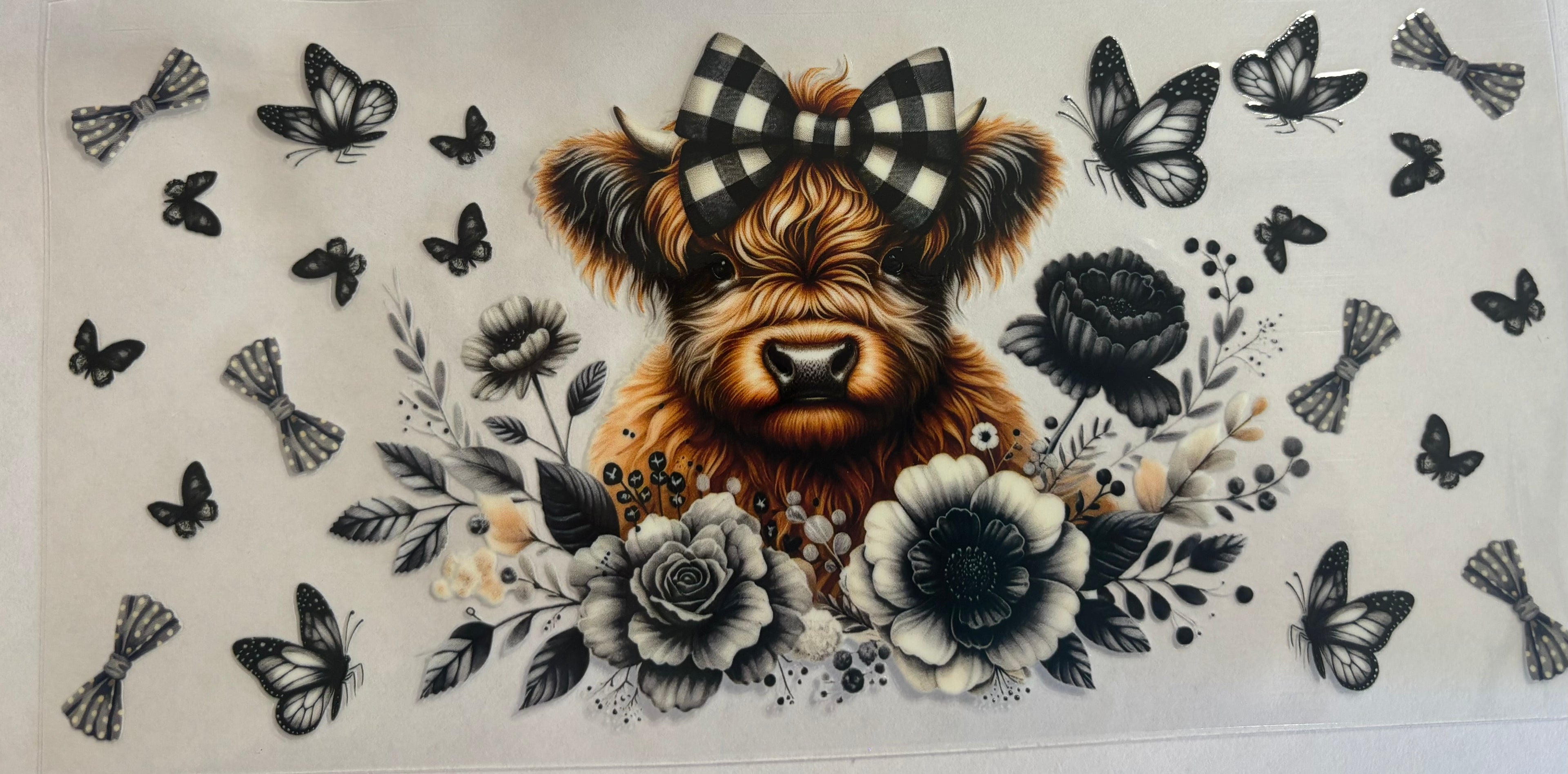 Highland cow checker bow