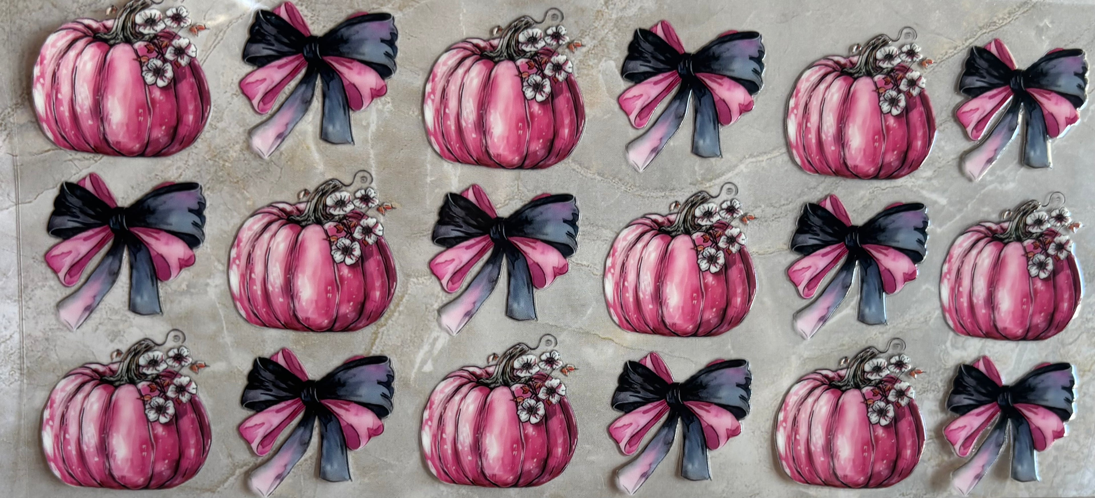 Pink Pumpkins with Black Bows