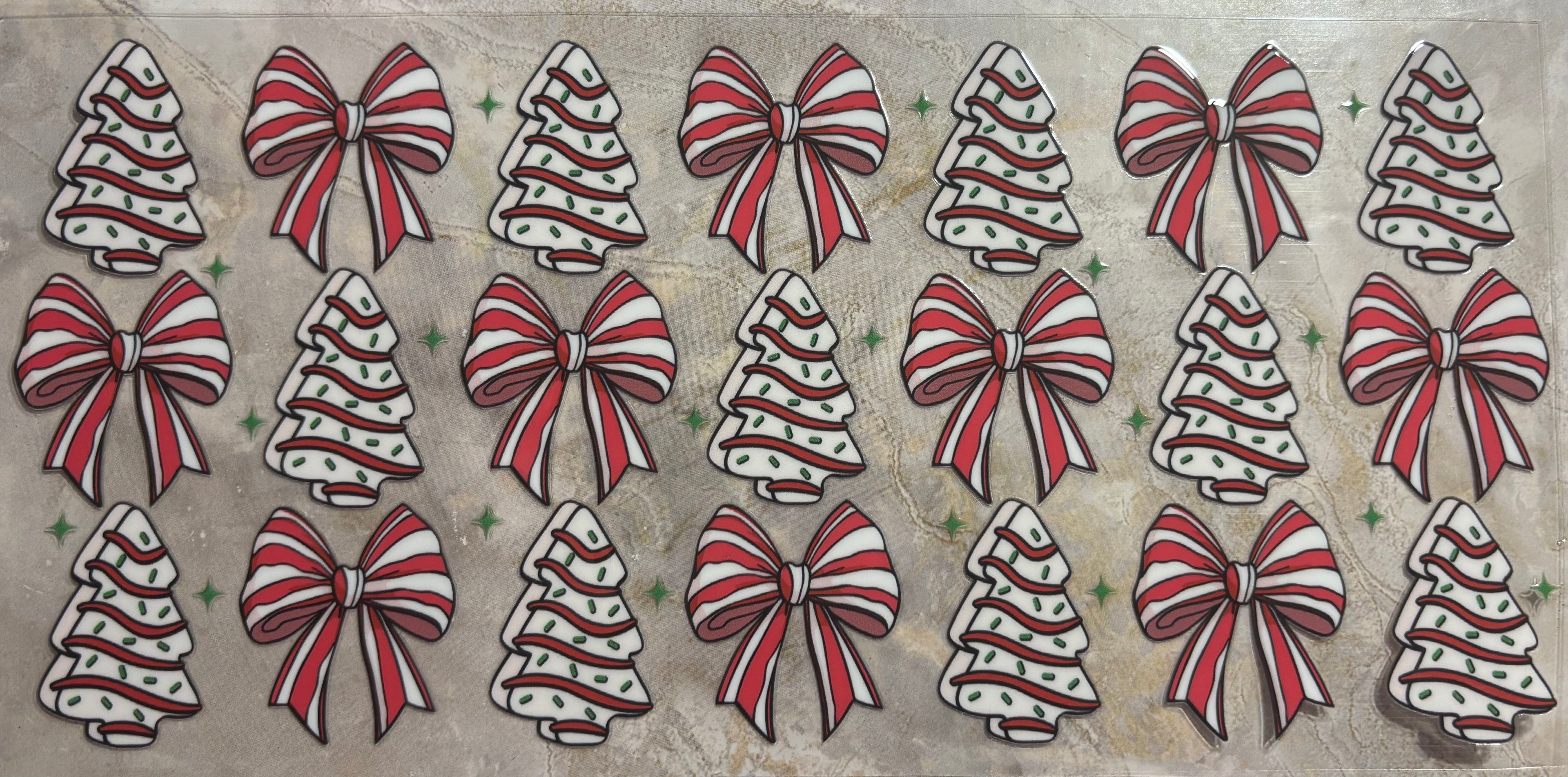 Christmas cakes and red white bows