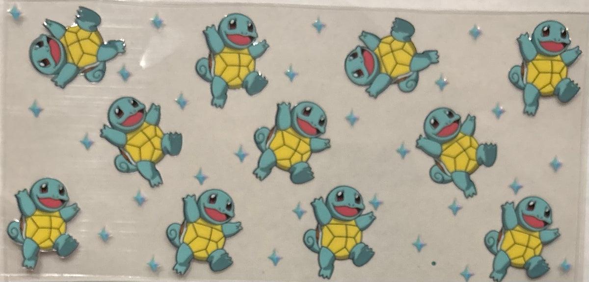 Cartoon turtle stickers on a clear background