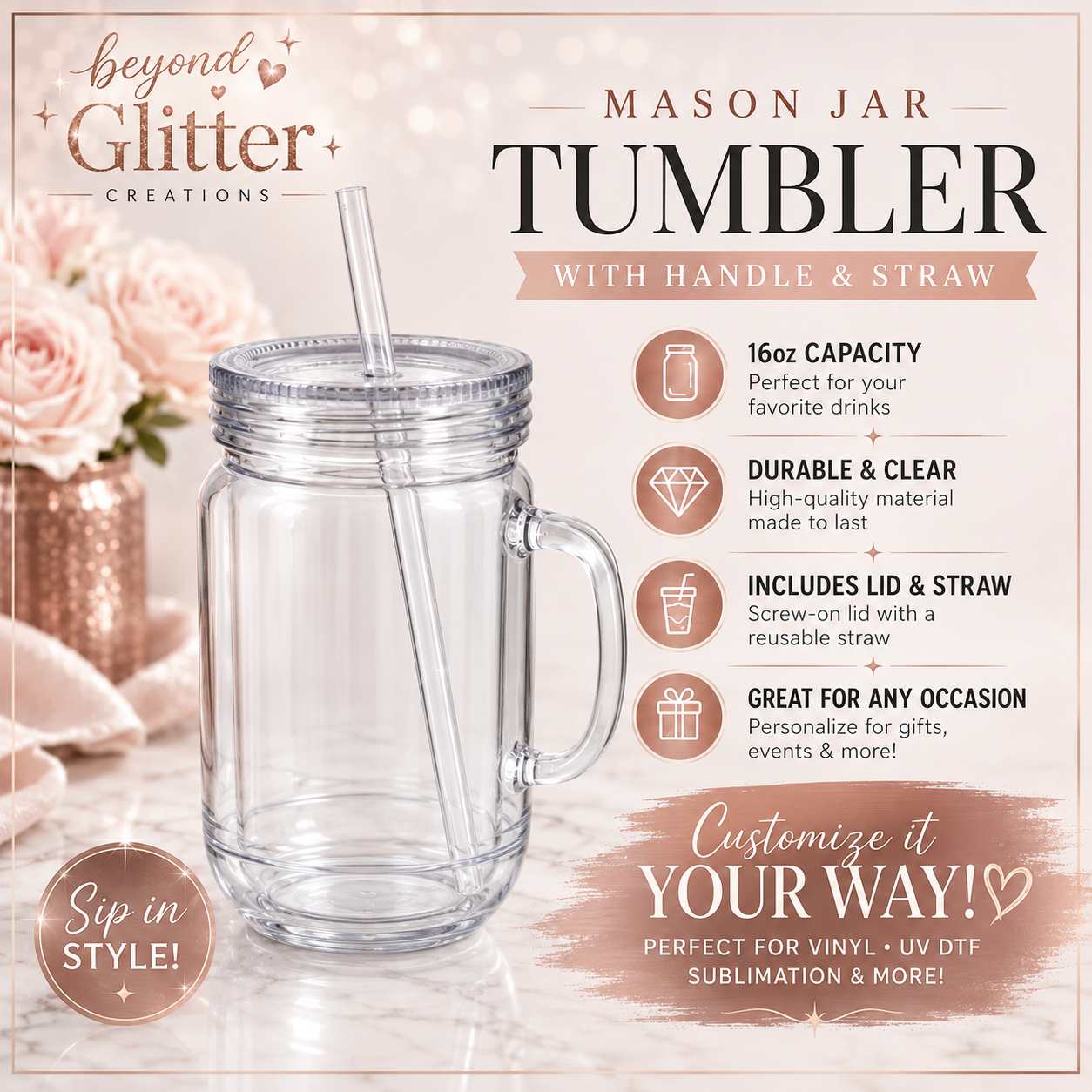 20oz Mason Jar Snowglobe